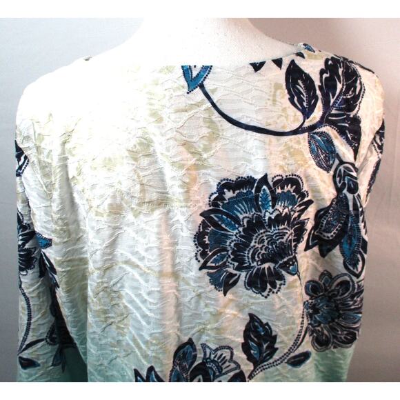 Alfred Dunner Women's Long Sleeve Multi Color Floral Print Beaded Neck Shirt L. - Picture 6 of 10